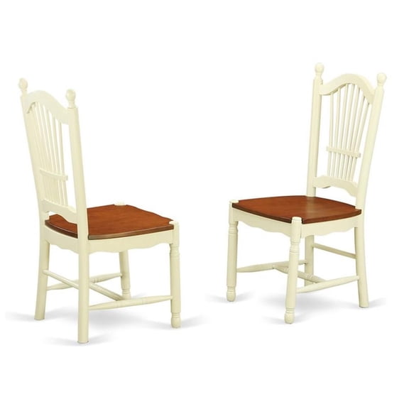Pemberly Row 11" Wood Dining Chairs in Cream/Cherry (Set of 2)