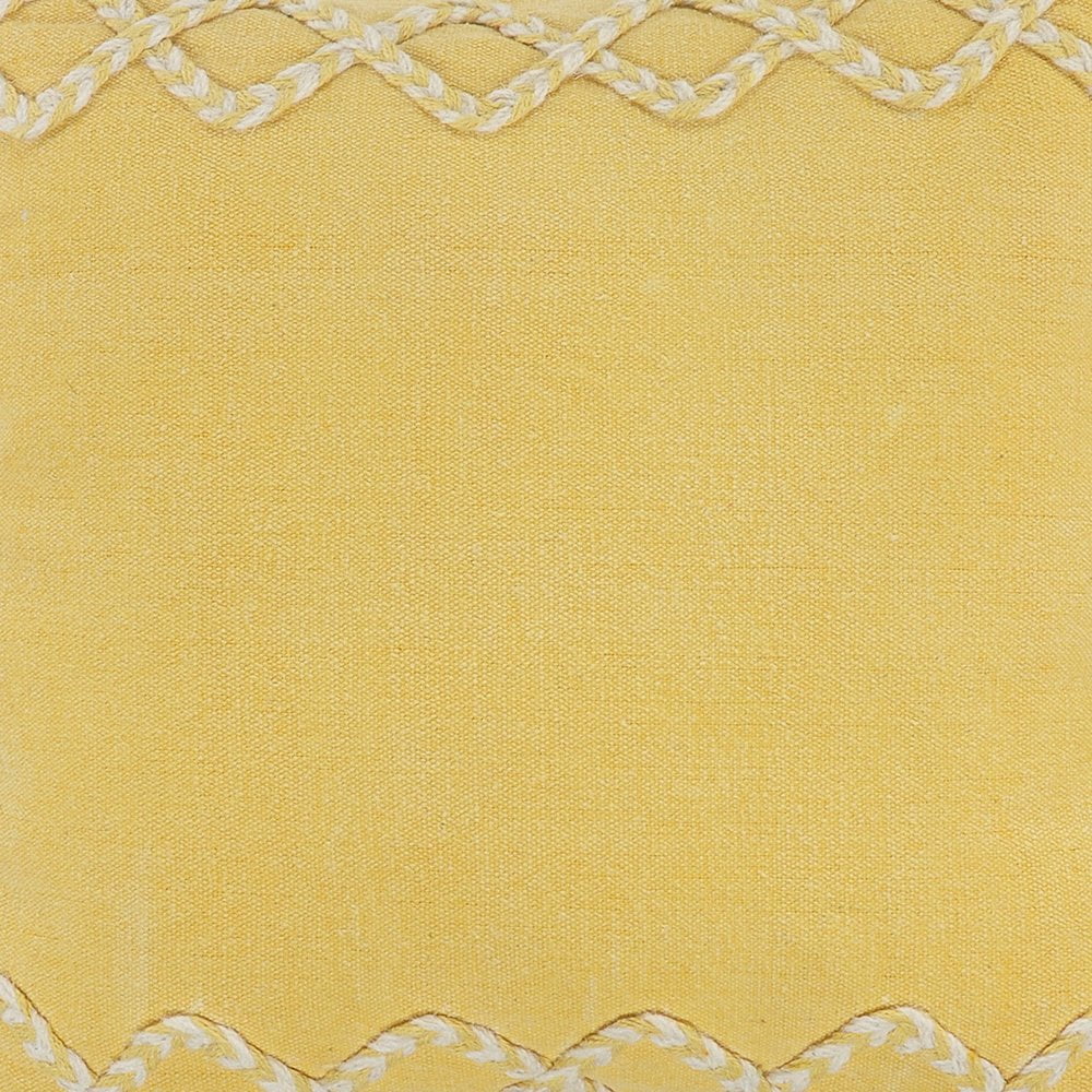 LR Home Ox Bay Hand-Woven Yellow Bordered All-Natural Cotton  Pillow Cover