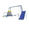 Sportspower Almansor Metal Swing Set with Glide Ride, Trampoline, and