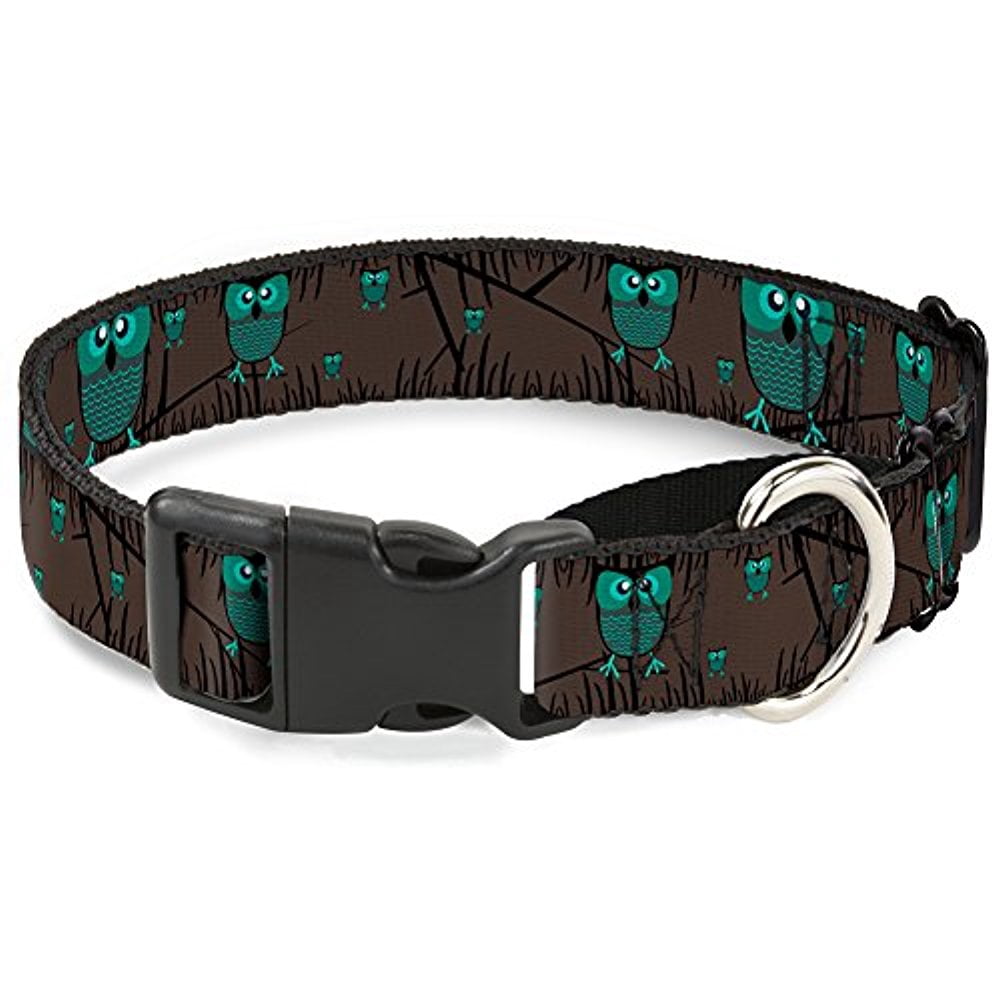 buckle-down martingale dog collar - owls flip black mauve sage - 1" wide - fits 15-26" neck size - large
