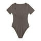 thumbnail image 3 of Body de mujer con cuello cuadrado y canalé - Ropa de yoga sin espalda, material de poliéster, diseño sexy para la playa/vacaciones, tallas S-L (detalles de busto/longitud), 3 of 5