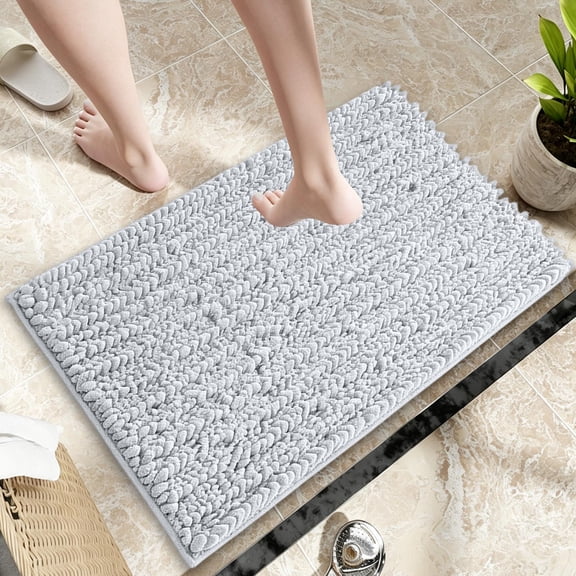 Super Absorbent Non Slip Bathroom Rug Soft Microfiber Bath Mat Quick Dry Washable Toilet Door Mat for Bedroom Kitchen Entryway Laundry