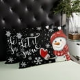 thumbnail image 4 of Christmas Snowman Throw Pillow Covers, Xmas Winter Snowflake Classic Black Soft Breathable Pillow Cases with Invisible Zipper for Sleeping, Small Pillowcases for Couch Bed Sofa Chair 16x24 Inches, 4 of 6