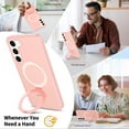 thumbnail image 3 of Asuwish Phone Case for Samsung Galaxy S23 Plus S23+ 5G Tempered Glass Screen Protector Magnetic Folding Stand Frosted Translucent Rugged Shockproof Protective Cell Cover SM-S916U 6.6 Women Men Pink, 3 of 7