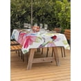 thumbnail image 4 of 60x120 Inch Outdoor Tablecloth with Umbrella Hole Zipper Rectangle Blooming Pink Floral Rectangular Tablecloths Outside Waterproof Pastoral Chic Flowers Hummingbird Patio Table Cover for Picnic Party, 4 of 8