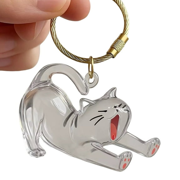Travel Use Pet Hair Collector Clear Cartoon Cats Pendant Design Pet Keepsakes Furs Storage Container for Memorial