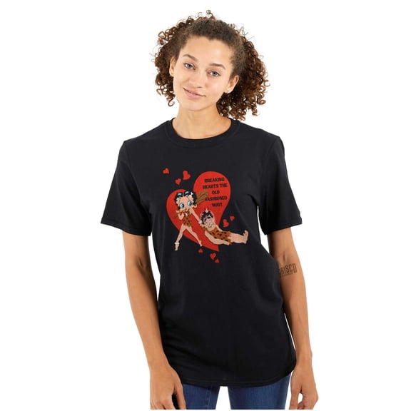 Betty Boop Caveman Heartbreaker Women's Graphic T Shirt Tees Brisco Brands S