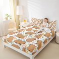 thumbnail image 4 of Homewish Cute Animal Floral Capybara 4-Piece Full Size Sheets for Children Teens Boys,Cartoon Wildlife Bed Sheets,Black Brown Lightweight Sheet Sets,Breathable Home Decor, 4 of 7