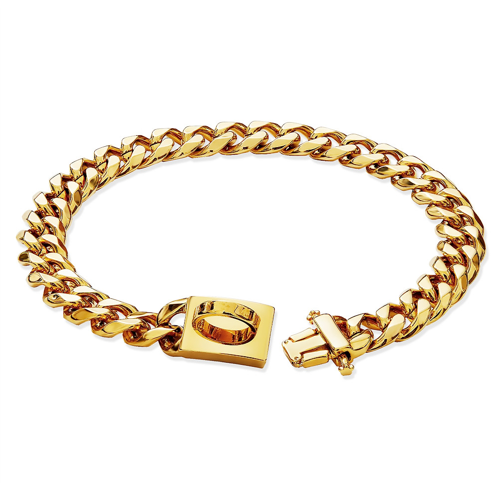 18k Gold Stainless Steel Big Cuban Chains Dog Collar Choker Necklace for Large Medium Bulldog - image 3 of 7