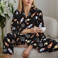 thumbnail image 4 of Wukai Space Rocket Print Women's Pajama Set - Soft Long Sleeve Sleepwear for Comfort and Style-X-Large, 4 of 9