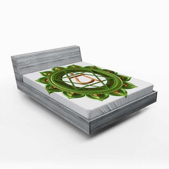 Ambesonne Green Fitted Sheet, Glimmer Balance, Full Size, Green Brown