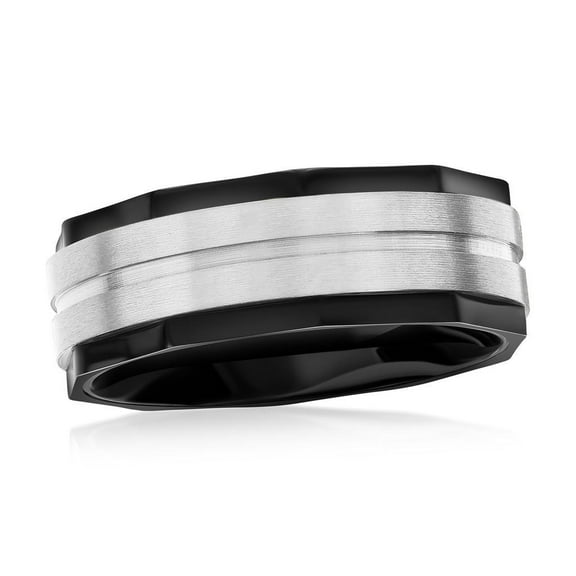 Beaux Bijoux Men's Black Silver Satin Ring in Stainless Steel | Men's Trendy Ring | Fine Ring for Men-9