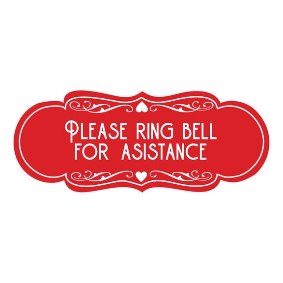 Signs ByLITA Designer Designer Please Ring Bell for Assistance Sign (Red) - Large