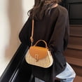 thumbnail image 4 of Superior Bolso Cruzado Embrague Paja Pum Cuero Colgajo Hecho A Mano para Mujeres, 4 of 9