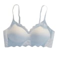 thumbnail image 2 of Women's Sports Bra Womens Front Buckle Underwear Ice Silk Seamless Underwear Womens Thin Underwear Womens Underwear Sports Gathering Bra Womens Wireless Bra Blue M, 2 of 3