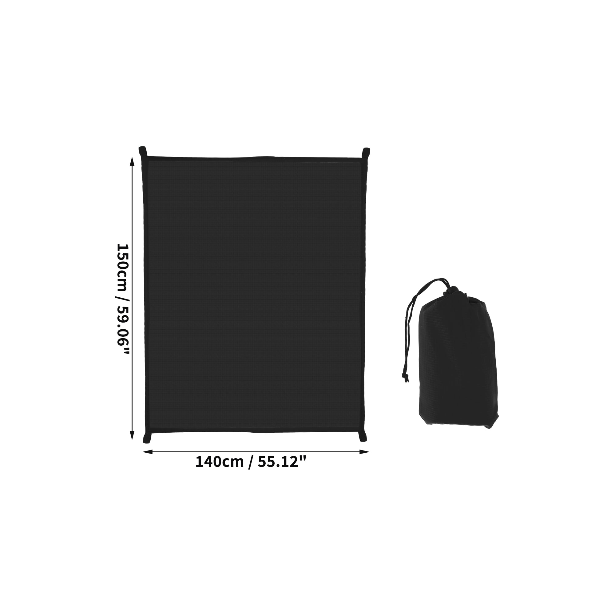 Unique Bargains Beach Blanket Beach Mat Lightweight Accessories Black 55.12"x59.06"