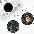 thumbnail image 4 of Honeii Colorful Skateboard print Leather Coaster Set of 4, ideal for safeguarding your furniture from drinks spills and effortless cleanup-Round Shape, 4 of 6