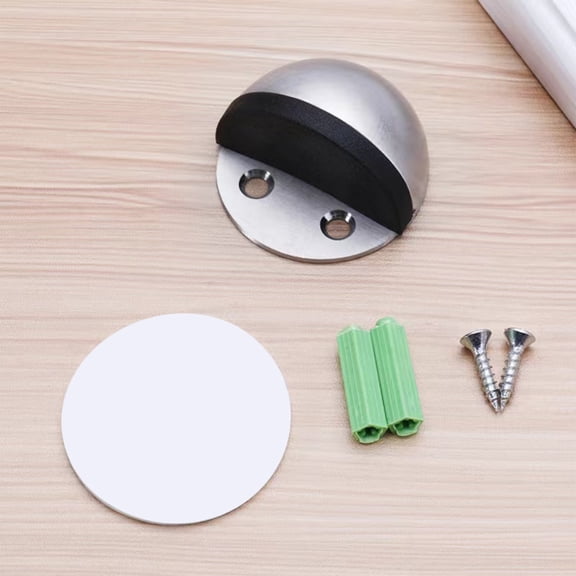 Stainless Steel Magnetic-Free Door Stopper, No-Drill Anti-Collision Door Stop With Strong Adhesive & Screws, Floor & Wall Mounted Door Holder For Home Office Bedroom