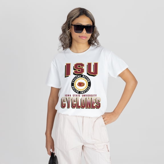 Women's Gameday Couture White Iowa State Cyclones All-Time Classic Oversized Flowy T-Shirt