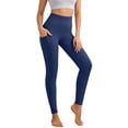 thumbnail image 2 of TGPMGRZ Tummy Control Leggings with Pockets for Women High Waisted Tight Yoga Pants Comfort Gym Workout Leggings Dark Blue Size XL, 2 of 5