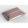 thumbnail image 2 of Ambesonne Floral Pillow Sham 2 Pack, Spring Flowers Stripes, 30"x20", Grey Pink Burgundy, 2 of 3