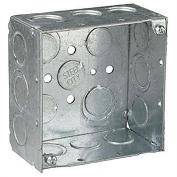 Steel City 4" Square Box, Welded, Metallic, 2-1/8" Deep - New
