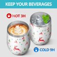 thumbnail image 4 of 12oz Stemless Wine Tumblers White Christmas Reindeer and Tree Pattern Vacuum Insulated Stainless Steel Travel Tumbler Cups Mug with Lid and Straw for Champaign,Cocktail,Beer with Cleaning Brush, 4 of 5
