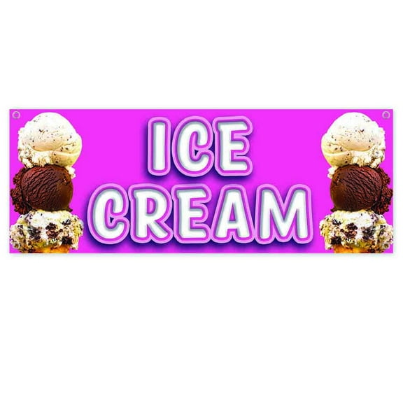 Ice Cream 13 oz Vinyl Banner With Metal Grommets