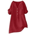 thumbnail image 1 of Blusa holgada de manga corta para mujer, ideal para el verano: blusa informal oversize con bolsillo en el pecho, tejido transpirable, tallas S-XXXXXL, 1 of 3