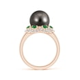thumbnail image 2 of Angara Tahitian Cultured Pearl Floral Ring with Emeralds in 14K Rose Gold for Women | June Birthstone Jewelry for Her, 2 of 8