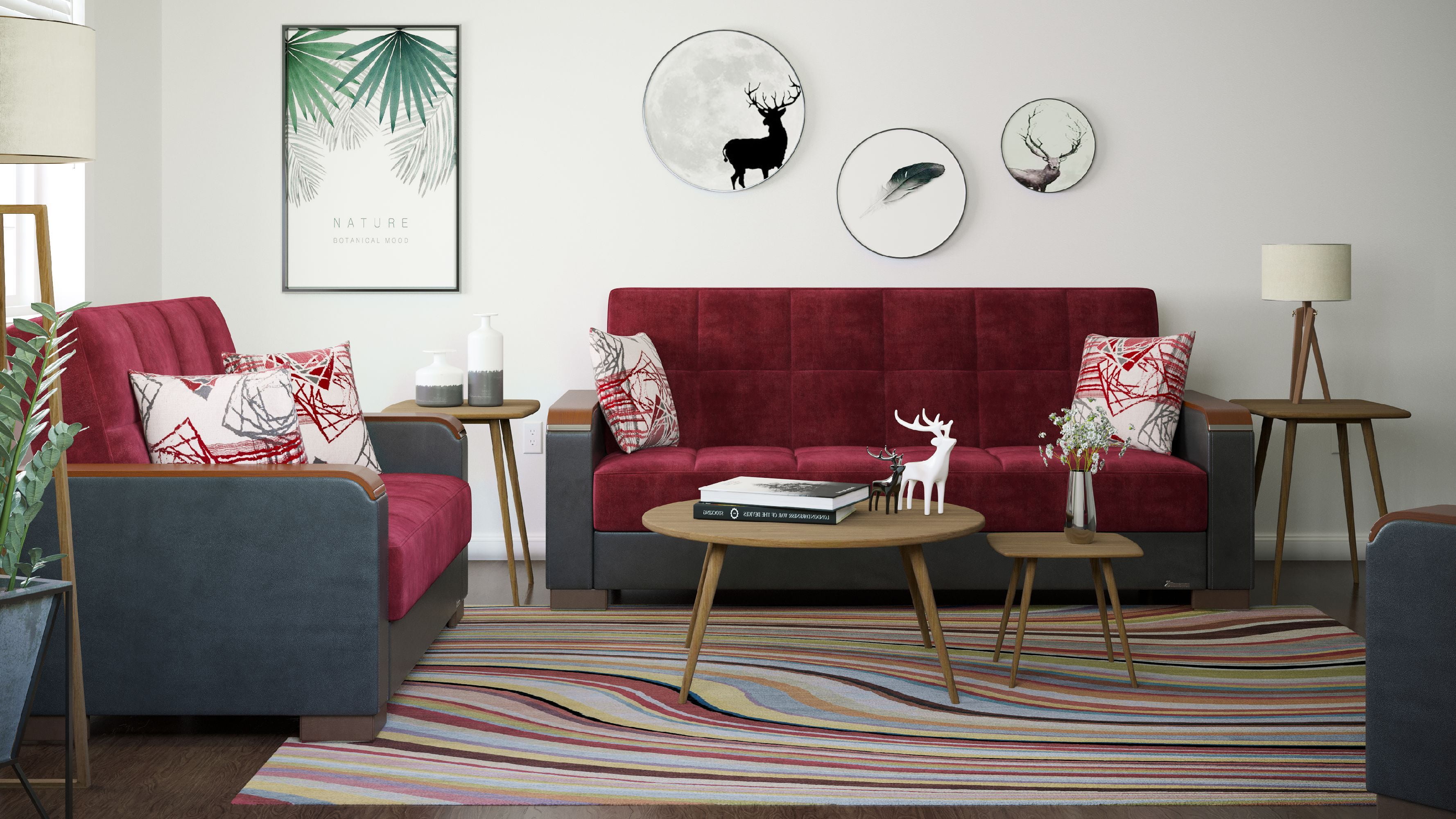 Ottomanson Origins X Sleeper Loveseat, Burgundy Color Microfiber