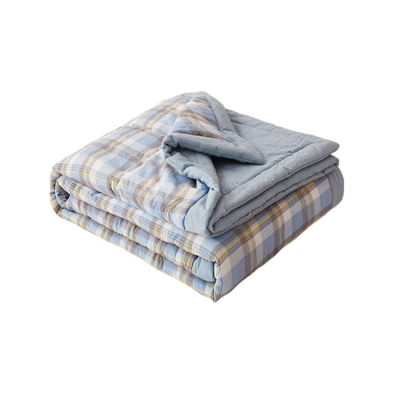 Jubipavy 59.06×78.74in Pure Cotton Plaid Summer Cool Quilt, Lightweight Air-Conditioned Blanket, Machine Washable, 4 Color Options