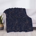 thumbnail image 3 of Honeii Copper-Gold Gloss Outline Navy Dark Blue print throw blanket, crafted from cozy cotton flannel, offers versatile home decor as a bedding suitable for all seasons.-60"x50", 3 of 6
