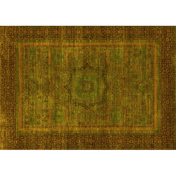 Ahgly Company Indoor Rectangle Abstract Yellow Modern Area Rugs, 5' x 8'