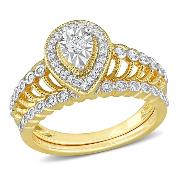 Everly Women's Diamond Yellow Gold Plated Ring