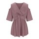 thumbnail image 4 of Fiudx Ofertas y Liquidaciones Moda de Mujer Color Vendido Cuello En V Bajo La Cintura Cómoda Camiseta Suelta Blusa de Manga Corta Tops Casuales, 4 of 6