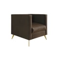 thumbnail image 4 of Home Design Weiss Velvet Square Arm Chair with Channel-Tufted Back and Gold Metal Legs, Modern Upholstered Living Room Seating, Brown, 4 of 4