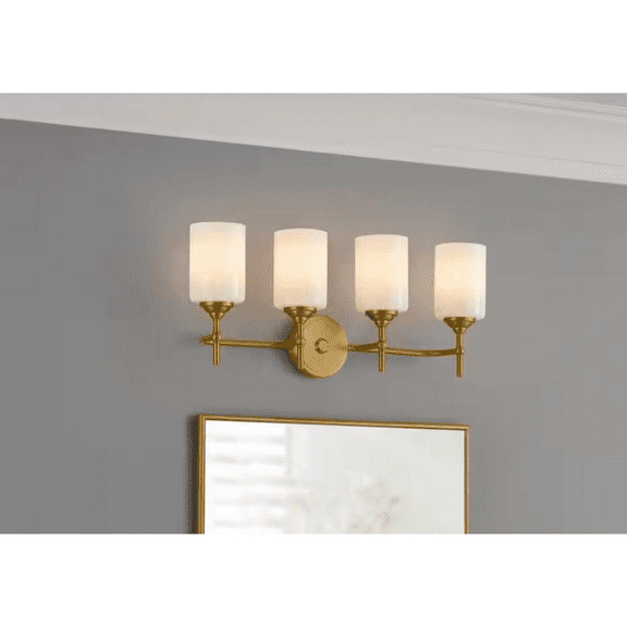 Home Decorators Collection 39340-HBBW Ayelen 4-Light Matte Brass Modern Bathroom