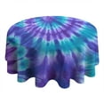 thumbnail image 4 of Purple Blue Tie Dye Spiral Pattern Round Tablecloth 60"x60",Wrinkle Wipeable Table Cloth for Kitchen Dining Room Picnic Patio Party, 4 of 6