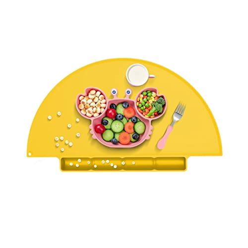 Food Catching Baby Placemat with Suction, Kids Portable Placemats for