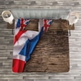 thumbnail image 3 of Ambesonne Union Jack Quilted Bedspread Set 3 Pcs, Flag on Oak Board, Queen Size, Multicolor, 3 of 3