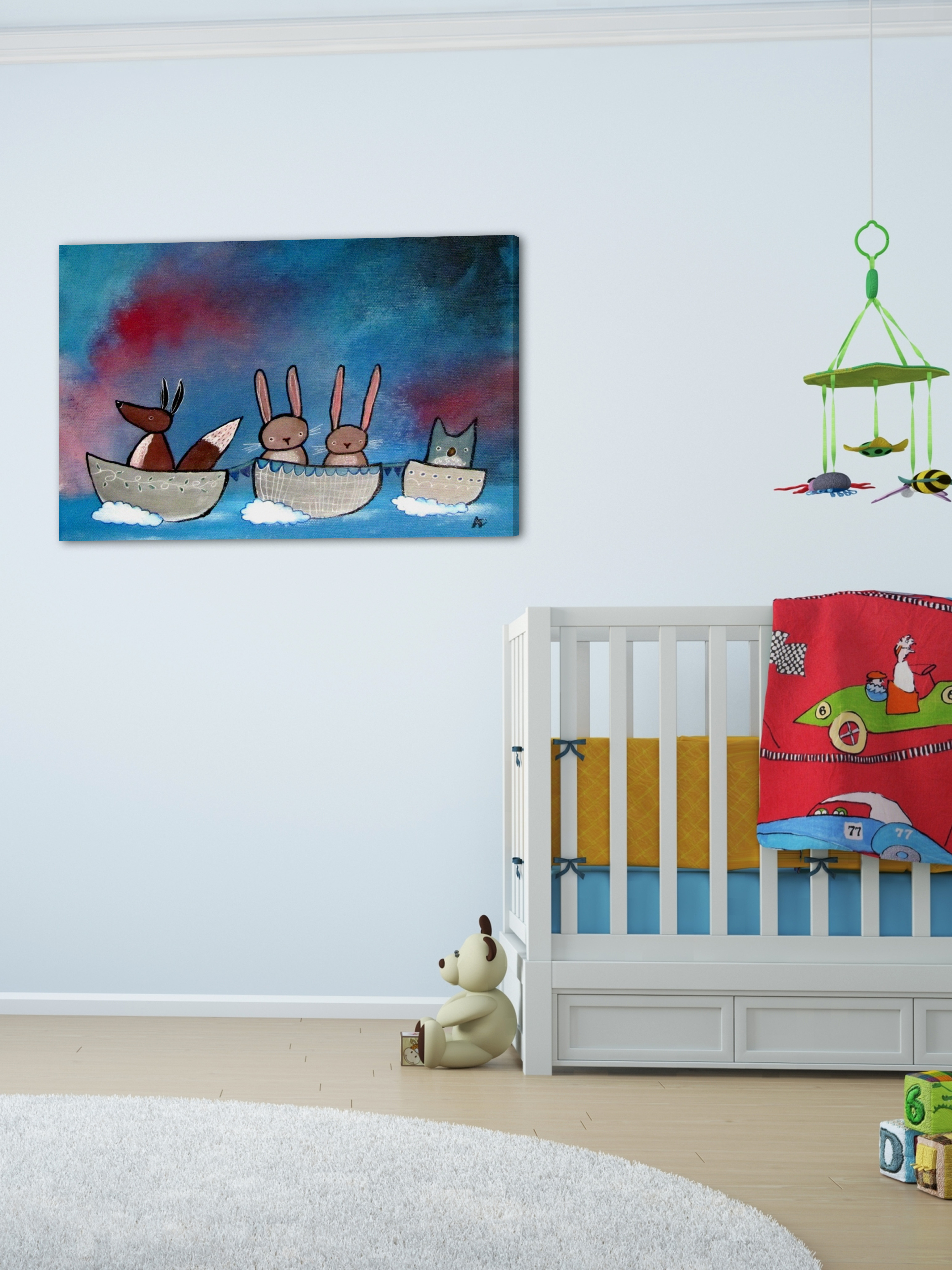 "Friends in Boats" Painting Print on Wrapped Canvas