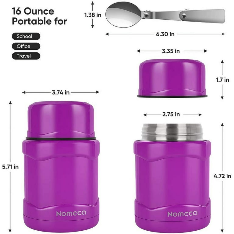 Nomeca Soup Thermos for Hot Food, 16Oz Stainless Steel Vacuum Insulated  Food Jars for Kids/Adults, Leakproof Wide Mouth Hot Container Thermos Lunch