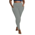 thumbnail image 2 of yoeyez Plus Size Leggings for Women Tummy Control High Waist Yoga Pant Soft Stretch Quick Drying Tight With Pockets, Gray 2L, 2 of 6