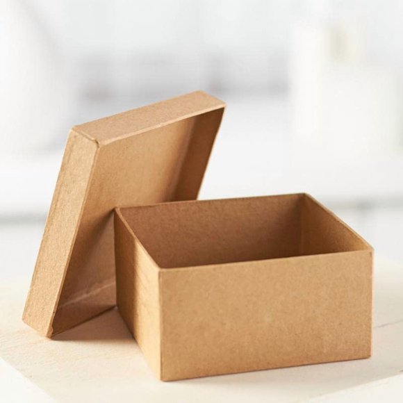 Pack of 4 Paper Mache Square Boxes - Blank Premade Papier Mache Square Shaped Cardboard Craft Boxes with Lids for Gifts, Candies and More. Decorate or Leave As Is (7" x 7" x 3")