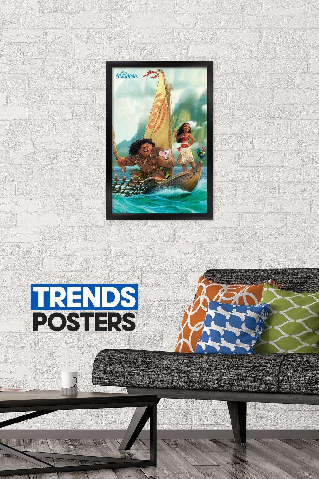 Disney Moana - Group Wall Poster, 14.725" x 22.375", Framed