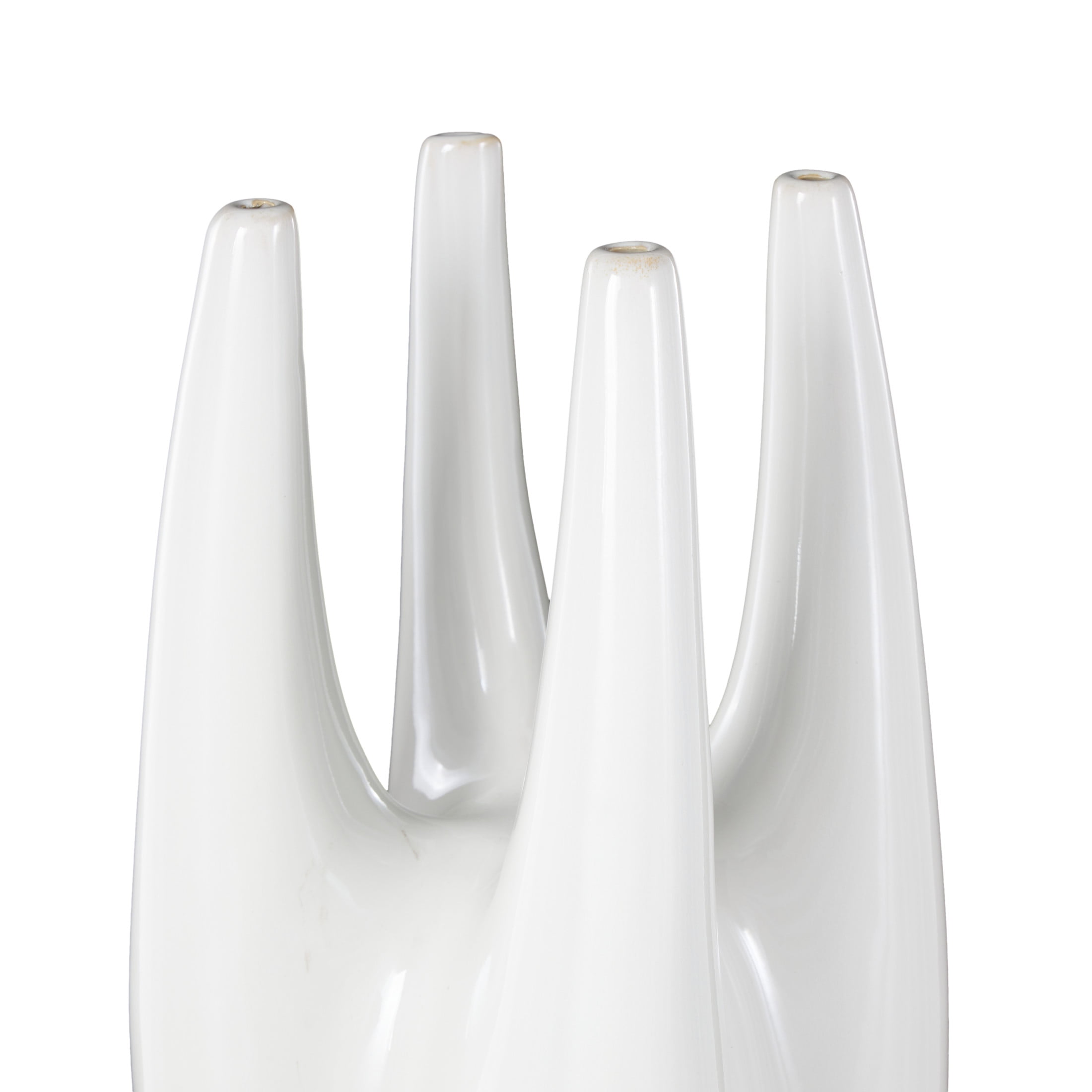 DecMode 22" Abstract White Ceramic Vase with Multiple Openings