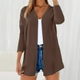 thumbnail image 2 of Duoif Long Cardigans for Women Ladies' Casual Cotton Linen Solid Color Breathable Cardigan Womens Cardigan Brown XL, 2 of 9