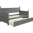 thumbnail image 2 of Harper & Bright Designs Solid Wood Twin Bed with Storage Daybed with Three Drawers Storage Twin Size Daybed Gray, 2 of 8