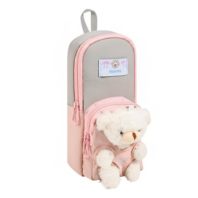 predolo Estuche con Oso de Peluche Gran Capacidad Lapicera con Muñeco de Oso Tierno Al Tacto Material Escolar para Niñas, Estudiantes, Escuela